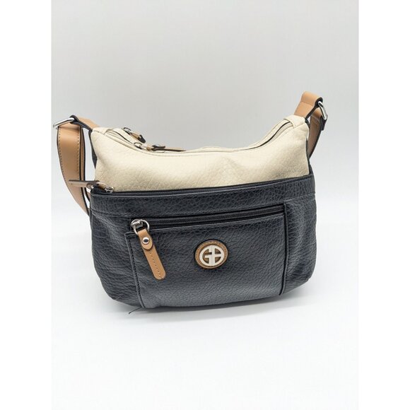 GIANI BERNINI pebbled faux-leather colorblock hobo shoulder bag -BLACK/IVORY - Picture 4 of 8